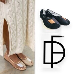 Dear Frances Balla Embroidered Ballet Flat Women's In Black Sz 38 (US 8)